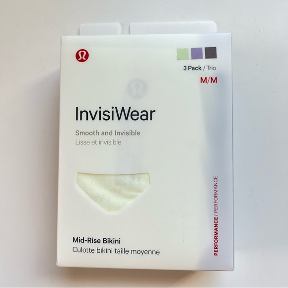 Lululemon InvisiWear Mid Rise Bikini Underwear 3 Pack size M ELIX/LILE/CBND - Picture 2 of 6